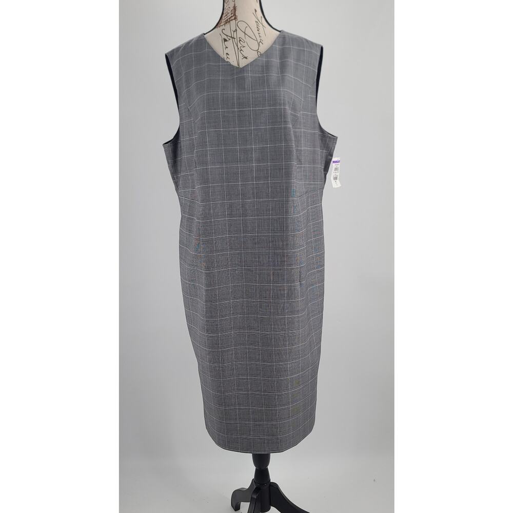 Boss Trabaldo Togna 1840 Wool Plaid sheath dress black plaid Size 18 academia - Picture 3 of 9